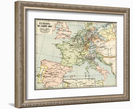 Map of Europe in 1810, During the Napoleonic Wars-null-Framed Giclee Print