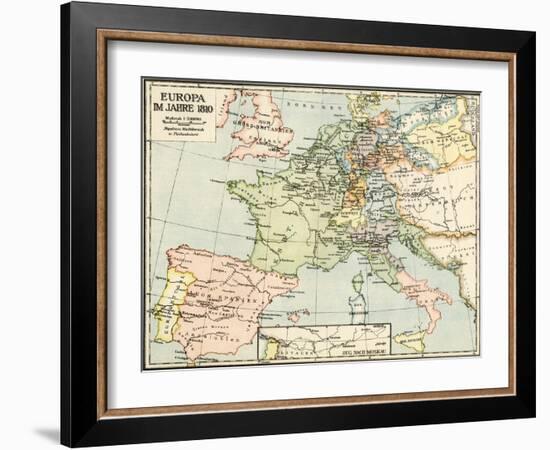 Map of Europe in 1810, During the Napoleonic Wars-null-Framed Giclee Print