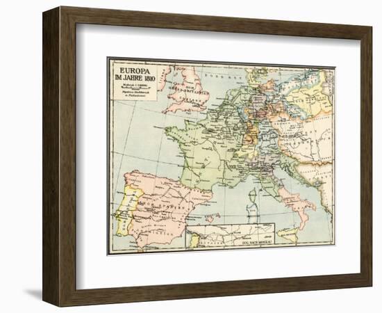 Map of Europe in 1810, During the Napoleonic Wars-null-Framed Giclee Print