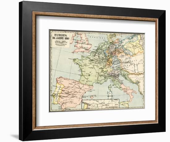 Map of Europe in 1810, During the Napoleonic Wars-null-Framed Giclee Print