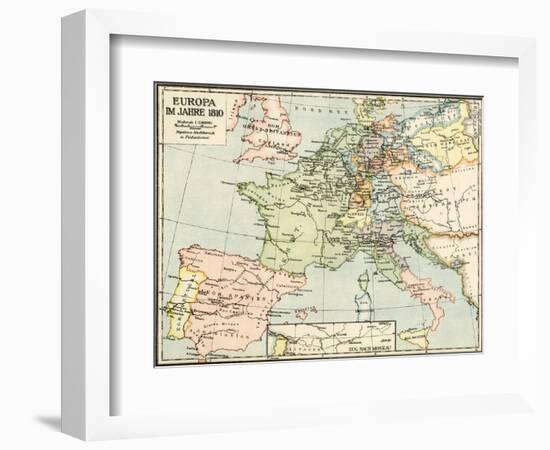 Map of Europe in 1810, During the Napoleonic Wars-null-Framed Giclee Print