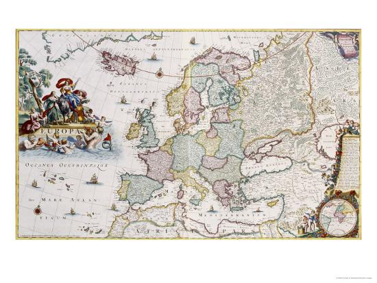 Map Of Europe Showing Europe And Western Russia Iceland And Greenland Giclee Print By Cornelis Iii Danckerts Art Com