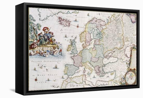 Map of Europe, Showing Europe and Western Russia, Iceland and Greenland-Cornelis III Danckerts-Framed Premier Image Canvas