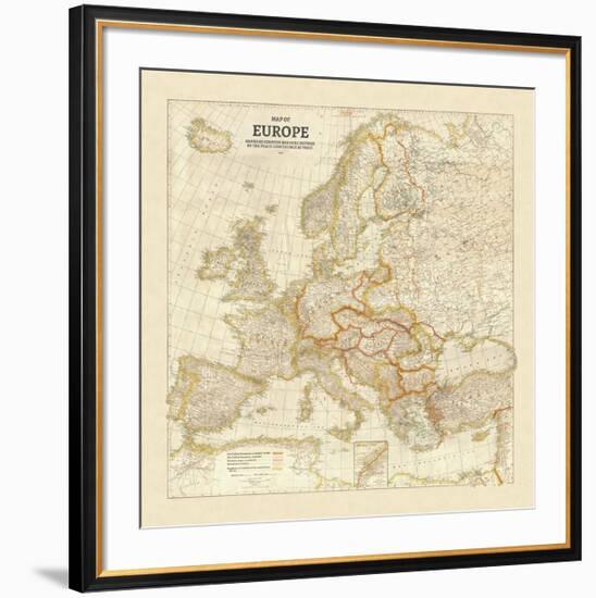 Map of Europe-The Vintage Collection-Framed Premium Giclee Print