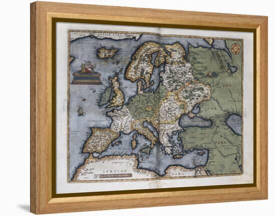 Map of Europe-Abraham Ortelius-Framed Stretched Canvas