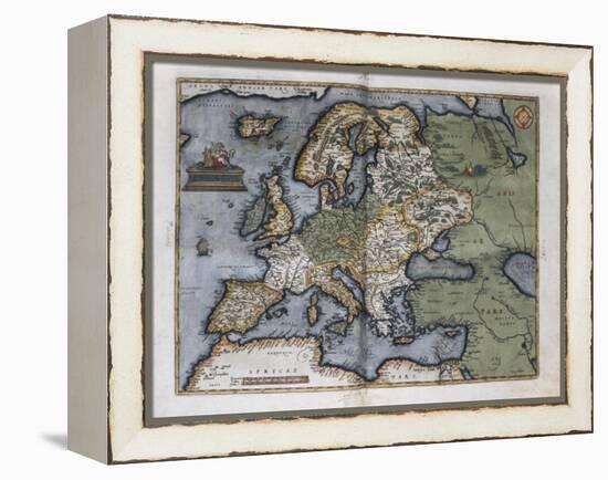 Map of Europe-Abraham Ortelius-Framed Stretched Canvas