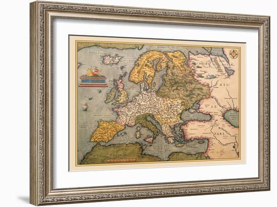 Map of Europe-Abraham Ortelius-Framed Art Print