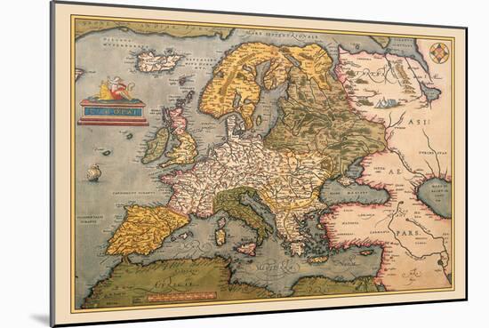 Map of Europe-Abraham Ortelius-Mounted Art Print