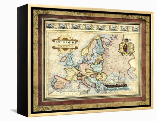Map of Europe-Vision Studio-Framed Stretched Canvas