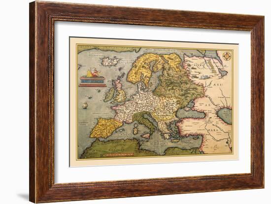 Map of Europe-Abraham Ortelius-Framed Art Print