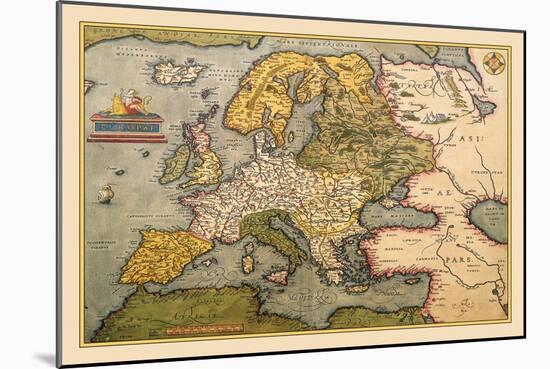 Map of Europe-Abraham Ortelius-Mounted Art Print