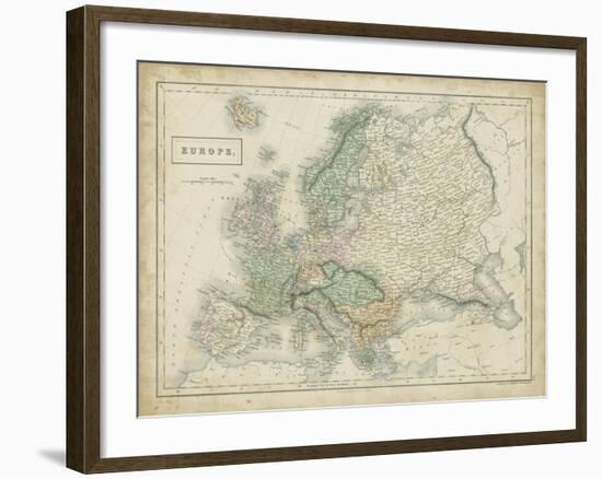Map of Europe-Sidney Hall-Framed Art Print