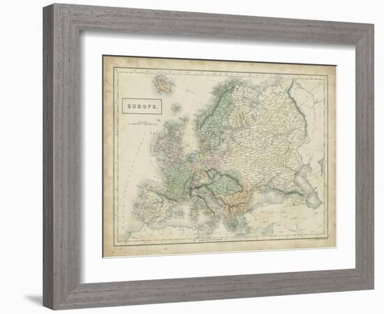 Map of Europe-Sidney Hall-Framed Art Print