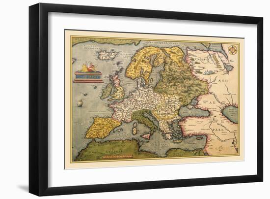 Map of Europe-Abraham Ortelius-Framed Art Print