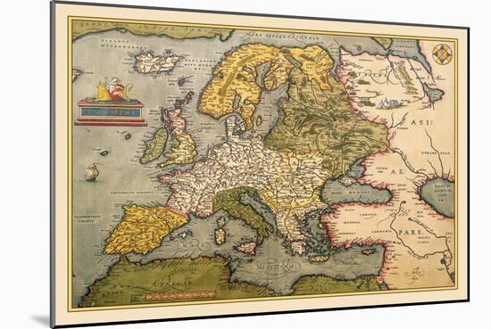 Map of Europe-Abraham Ortelius-Mounted Art Print