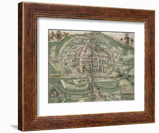 Map of Exeter, from Civitates Orbis Terrarum by Georg Braun-Joris Hoefnagel-Framed Giclee Print