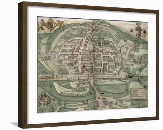 Map of Exeter, from Civitates Orbis Terrarum by Georg Braun-Joris Hoefnagel-Framed Giclee Print