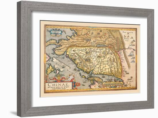 Map of Far East China-Abraham Ortelius-Framed Art Print