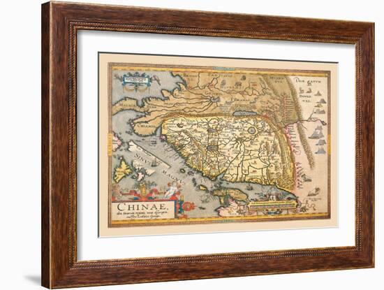 Map of Far East China-Abraham Ortelius-Framed Art Print