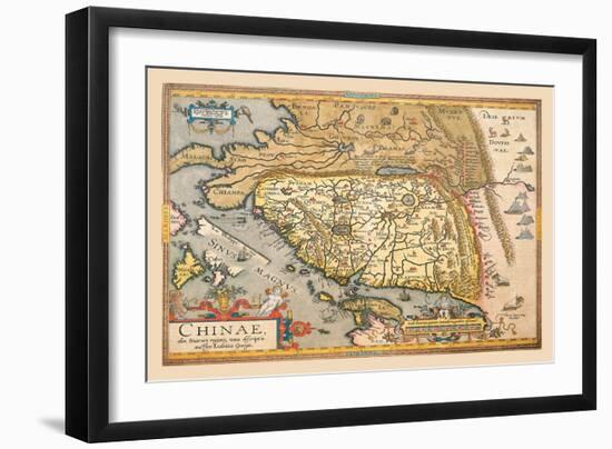 Map of Far East China-Abraham Ortelius-Framed Art Print