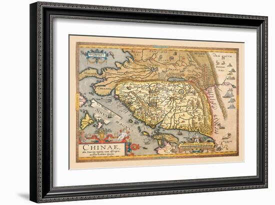 Map of Far East China-Abraham Ortelius-Framed Art Print