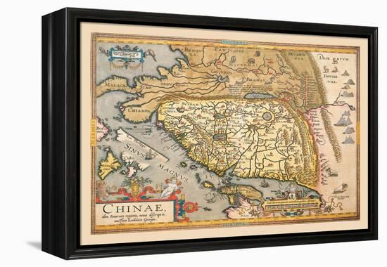 Map of Far East China-Abraham Ortelius-Framed Stretched Canvas