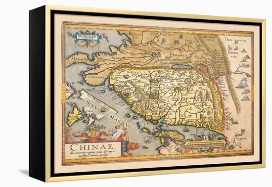Map of Far East China-Abraham Ortelius-Framed Stretched Canvas