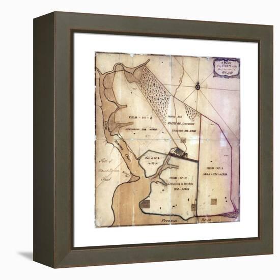 Map of Farm and Surrounding Area Drawn-null-Framed Premier Image Canvas