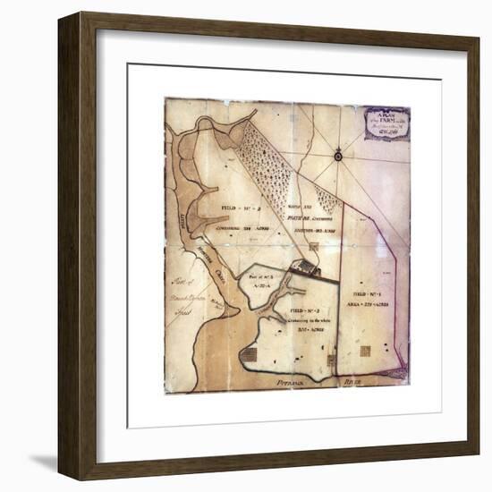 Map of Farm and Surrounding Area Drawn-null-Framed Giclee Print