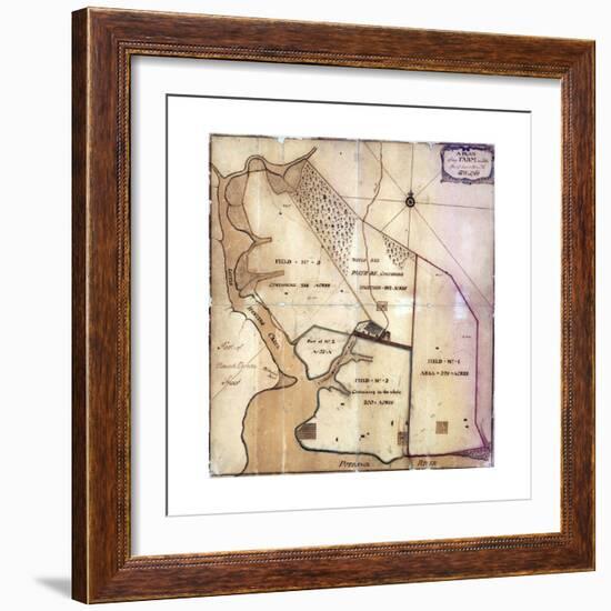 Map of Farm and Surrounding Area Drawn-null-Framed Giclee Print