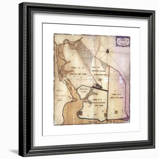 Map of Farm and Surrounding Area Drawn-null-Framed Giclee Print