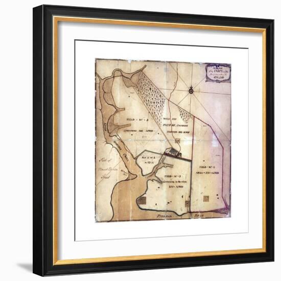 Map of Farm and Surrounding Area Drawn-null-Framed Giclee Print