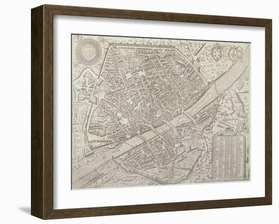 Map of Florence, 1595-Matteo Florimi-Framed Giclee Print