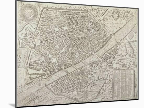 Map of Florence, 1595-Matteo Florimi-Mounted Giclee Print