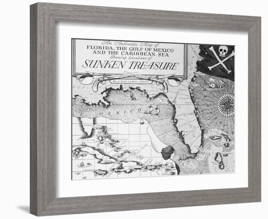 Map of Florida and Caribbean-null-Framed Giclee Print