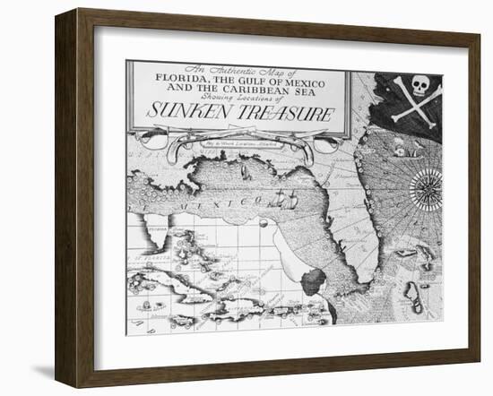 Map of Florida and Caribbean-null-Framed Giclee Print