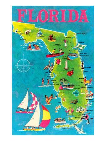 Map of Florida Art Print by | Art.com