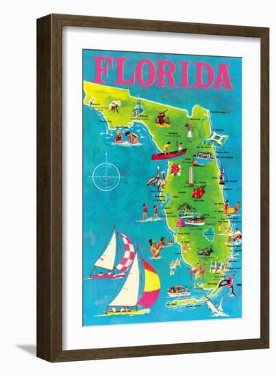 Map of Florida-null-Framed Art Print