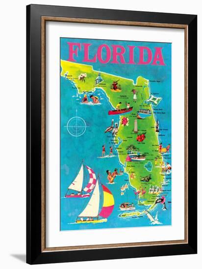 Map of Florida-null-Framed Art Print