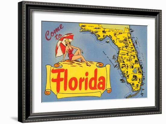 Map of Florida-null-Framed Art Print