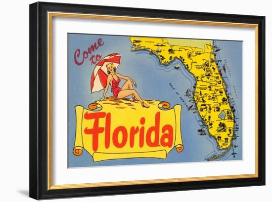 Map of Florida-null-Framed Art Print