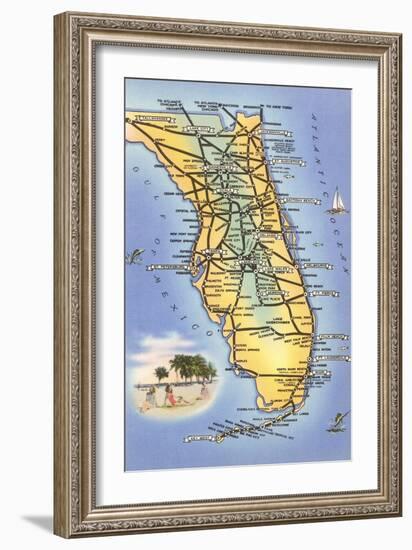 Map of Florida-null-Framed Art Print