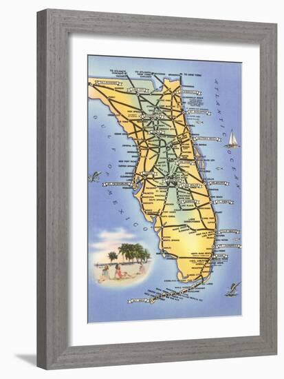 Map of Florida-null-Framed Art Print