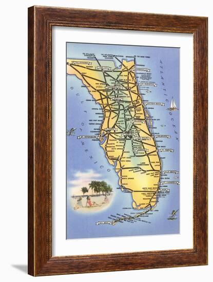 Map of Florida-null-Framed Art Print