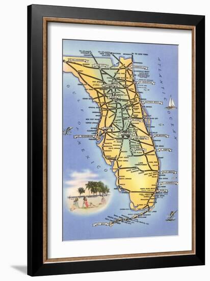 Map of Florida-null-Framed Art Print