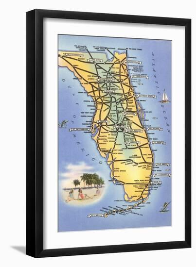 Map of Florida-null-Framed Art Print