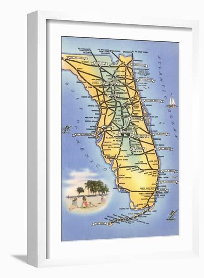 Map of Florida-null-Framed Art Print