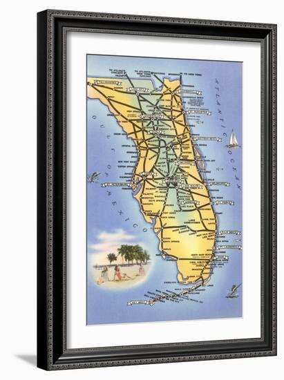 Map of Florida-null-Framed Art Print