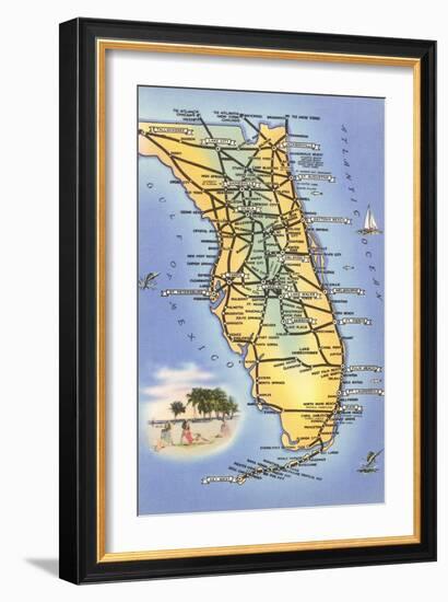 Map of Florida-null-Framed Art Print