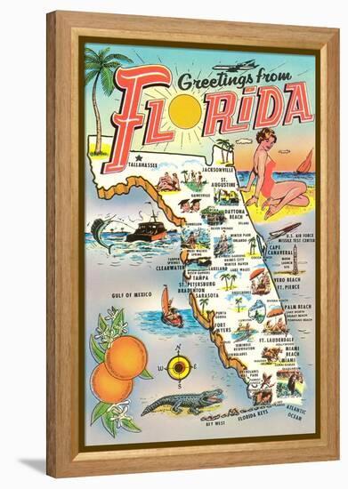 Map of Florida-null-Framed Stretched Canvas